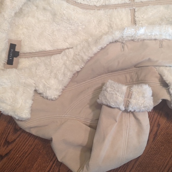 Vtg suede Sherpa lined Penny Lane cream coat by Static sz S/M - Picture 11 of 12